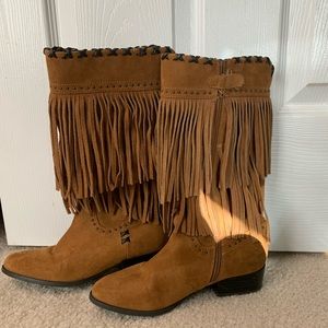 Girls Abigail Fringe Saddle Boots